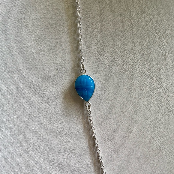 💕Silver Blue Gemstone Chain Necklace💕 - Picture 3 of 6